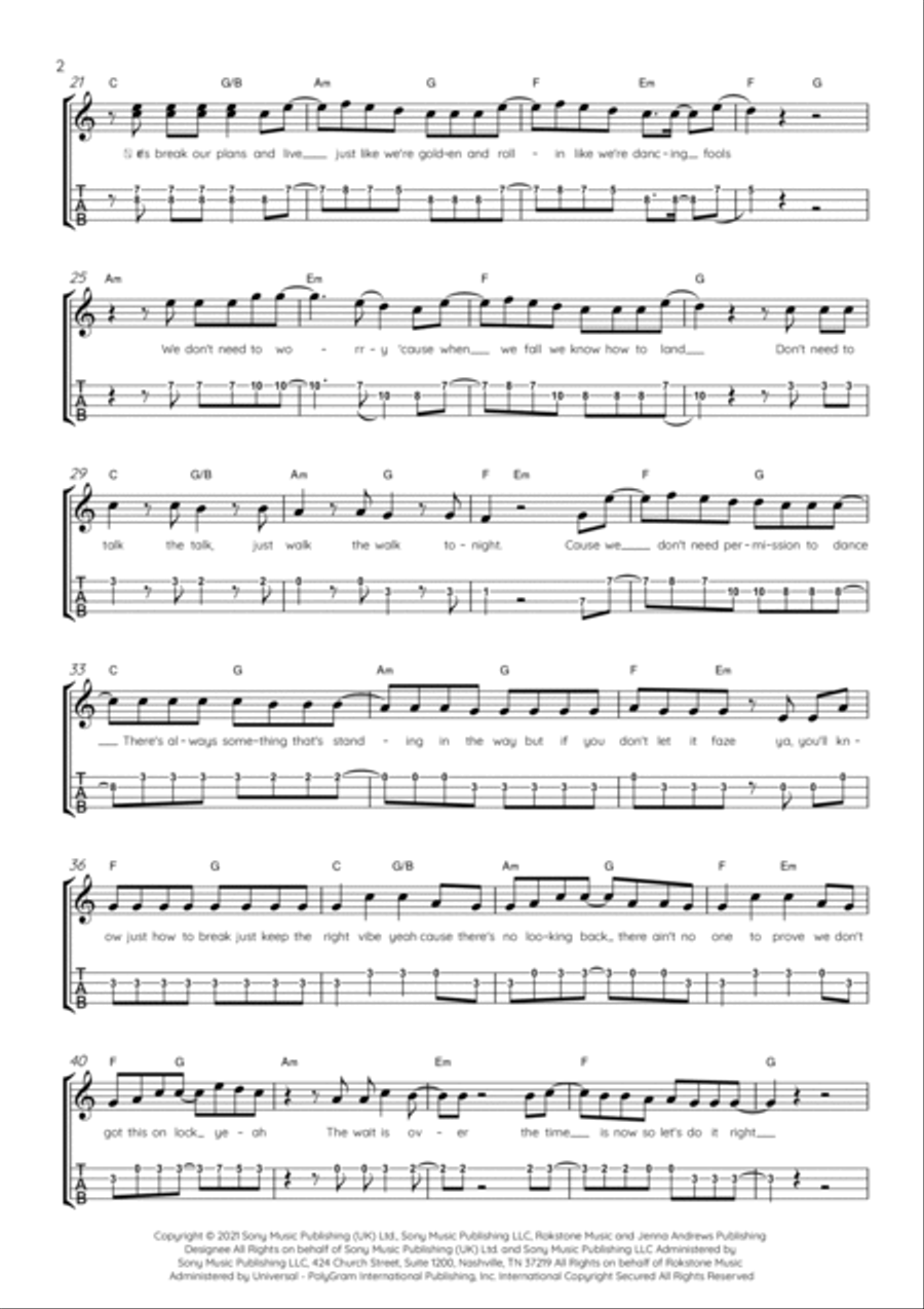 Permission To Dance Ukulele scores gallery preview page 2