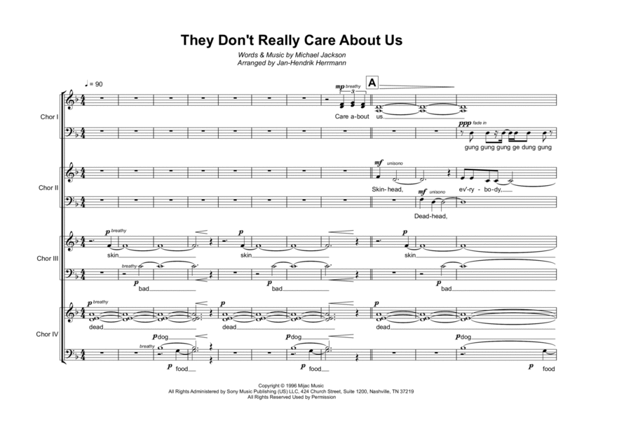 They Don't Care About Us They Don't Care About Us Choir scores gallery preview page 1