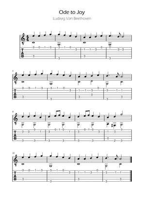 Book cover for Ode To Joy - Easy Guitar Tabs