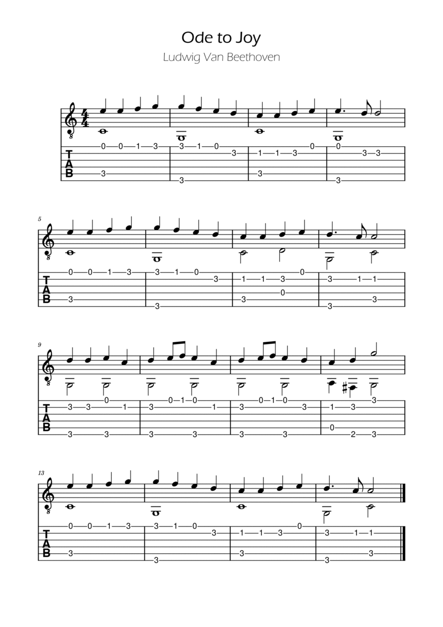 Ode to joy discount classical guitar