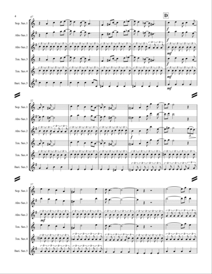 All I Want For Christmas Is You Saxophone Quintet scores gallery preview page 5