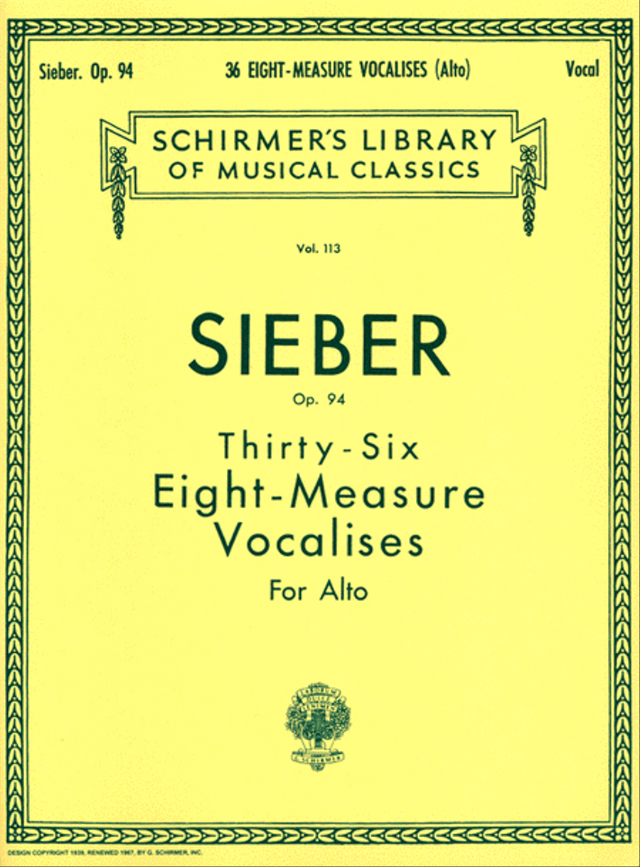 36 Eight-Measure Vocalises, Op. 94 Voice - Sheet Music