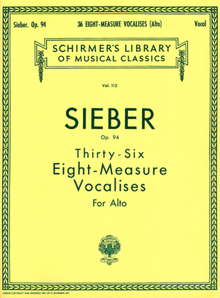 Book cover for 36 Eight-Measure Vocalises, Op. 94