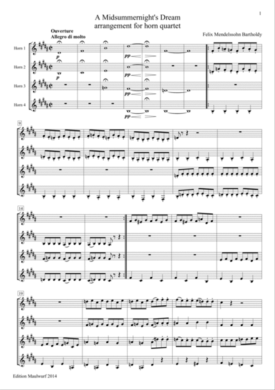 A Midsummer Night's Dream Brass Quartet scores gallery preview page 3