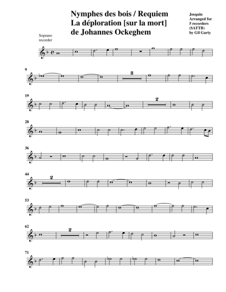 Nymphes des bois / Requiem (arrangement for 5 recorders (SATTB))