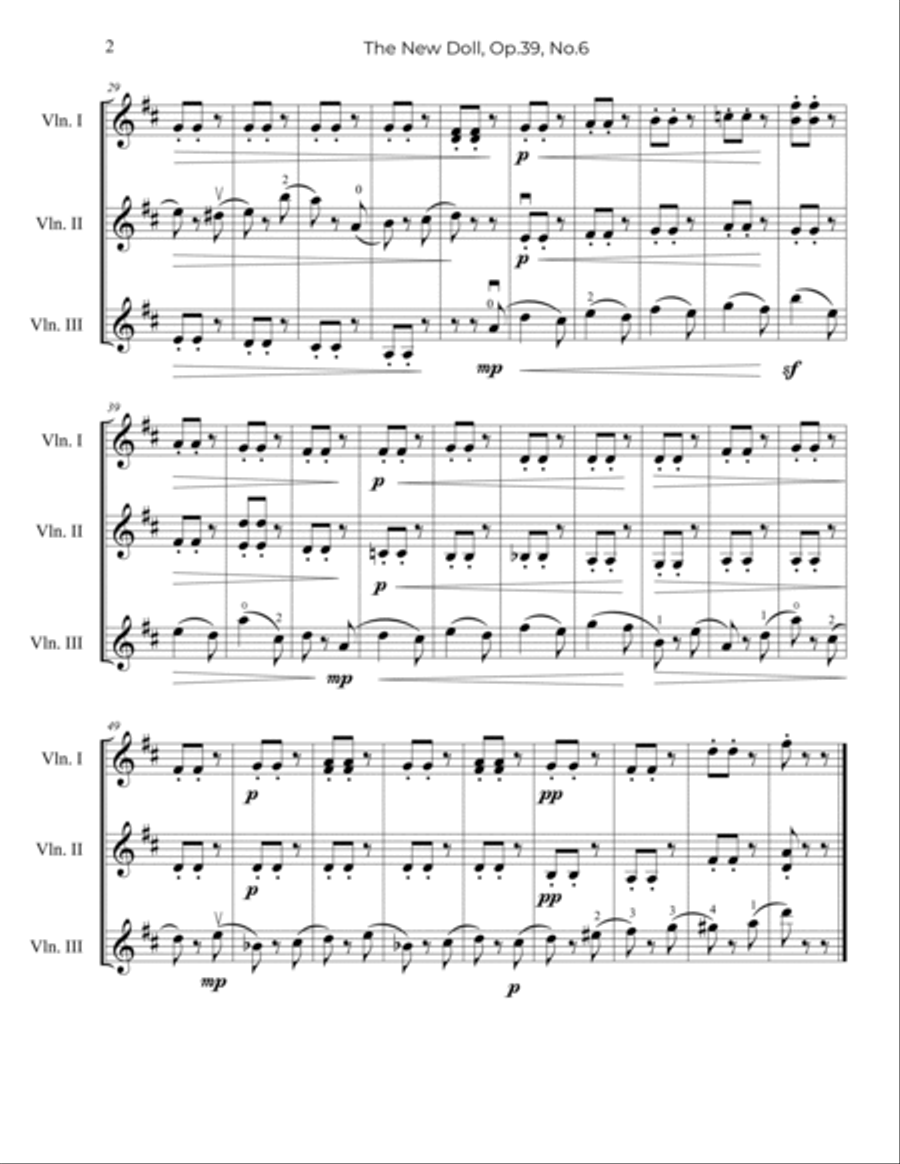 Tchaikovsky: The New Doll, Op.39, No.6 - Violin Trio String Trio scores gallery preview page 3