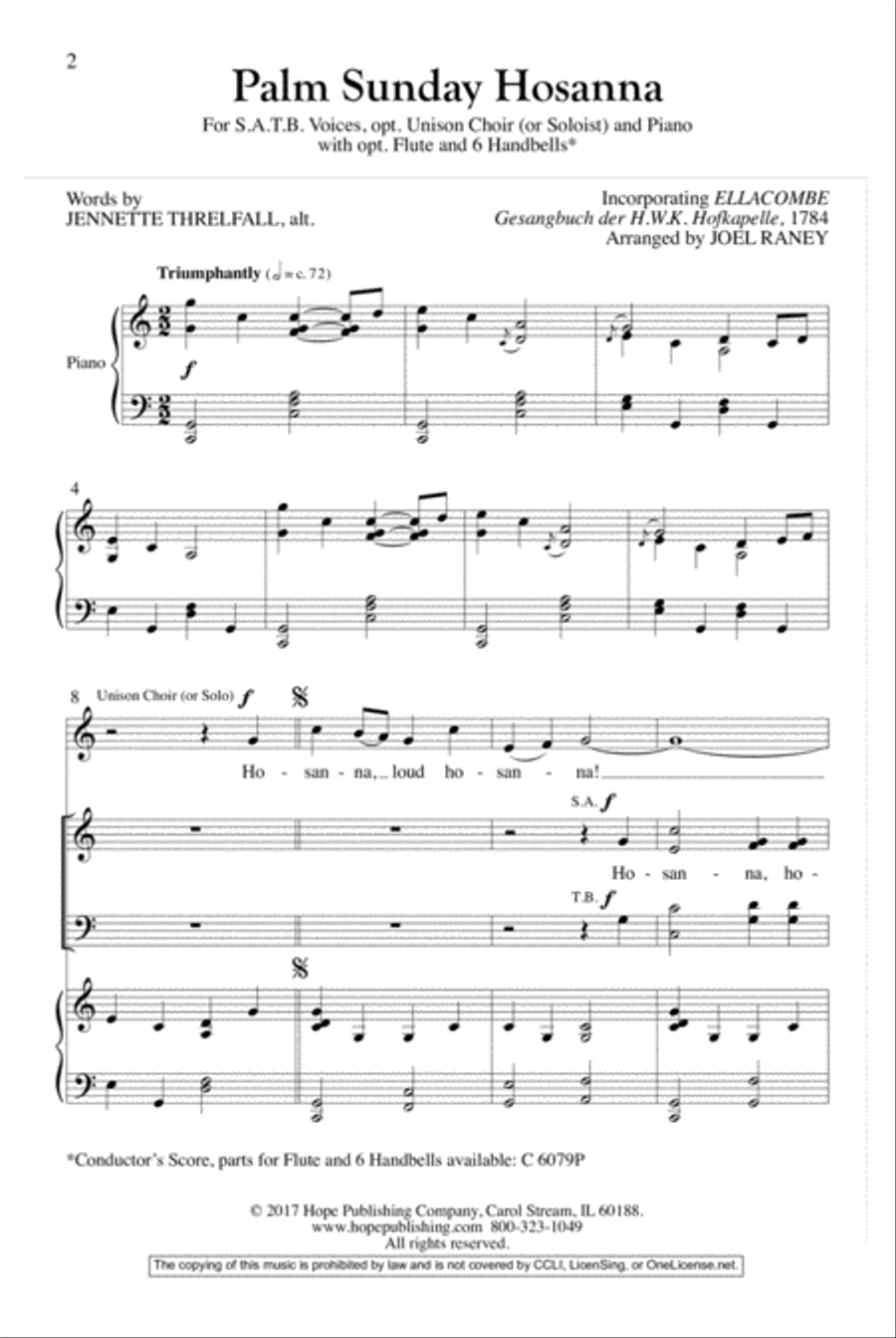 Palm Sunday Hosanna-SATB 4-Part scores gallery preview page 2