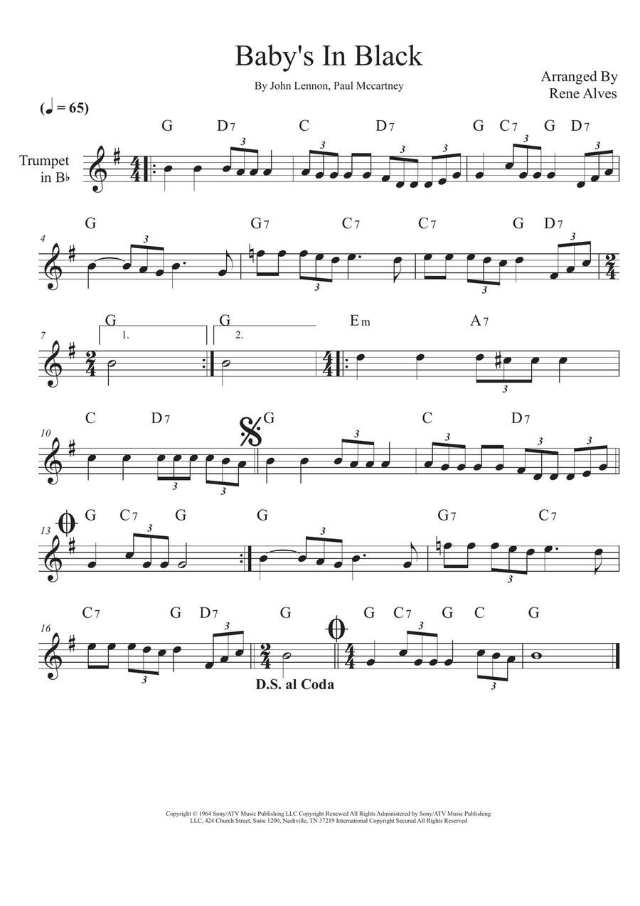 Baby's In Black B-Flat Trumpet scores gallery preview page 1