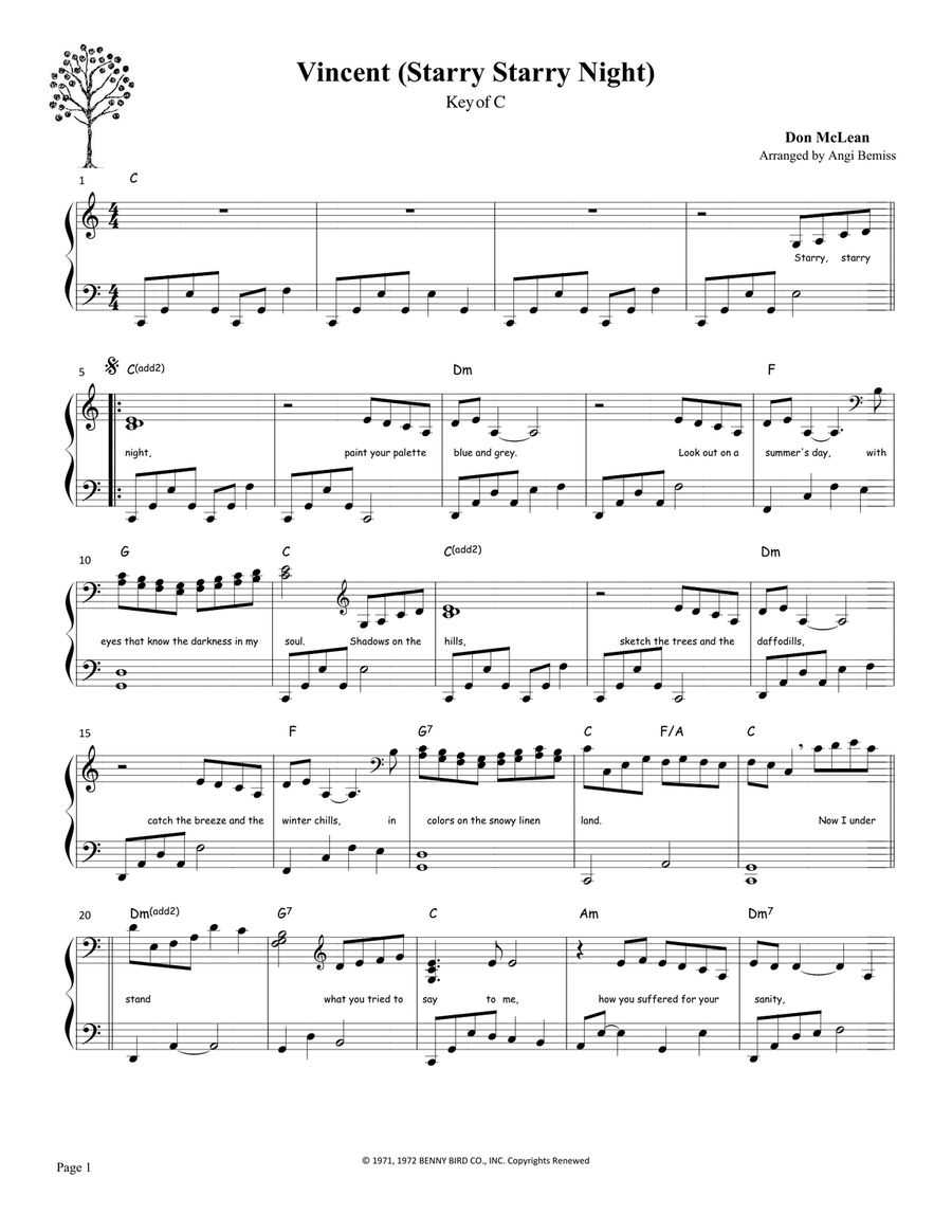 Vincent (Starry Starry Night) Harp scores gallery preview page 1