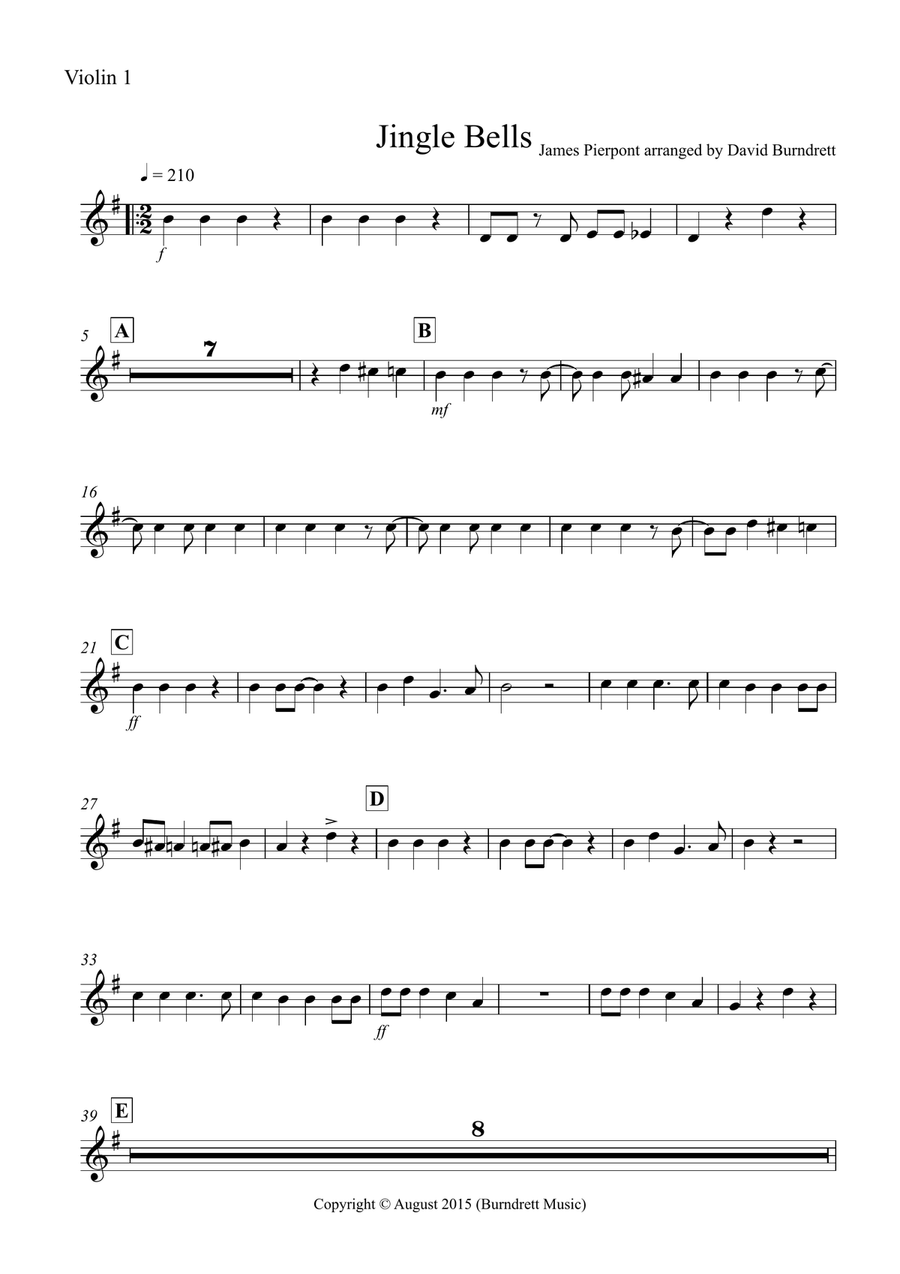 Jingle Bells (jazzy style!) for Violin Trio Jingle Bells (jazzy style!) for Violin Trio Violin Solo scores gallery preview page 5