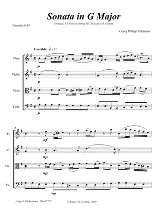 Book cover for Telemann: Sonata in G Major for Flute & String Trio