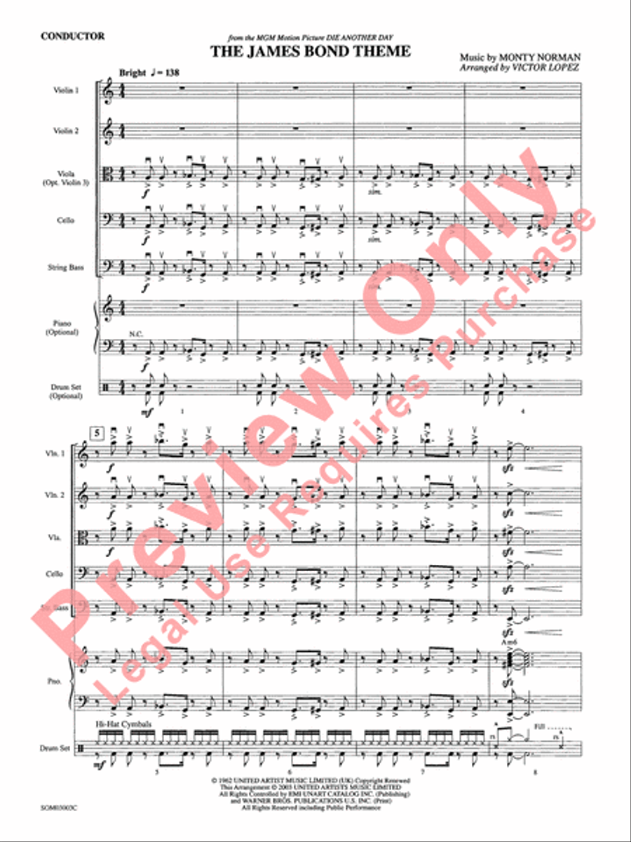The James Bond Theme (from Die Another Day) String Orchestra scores gallery preview page 4