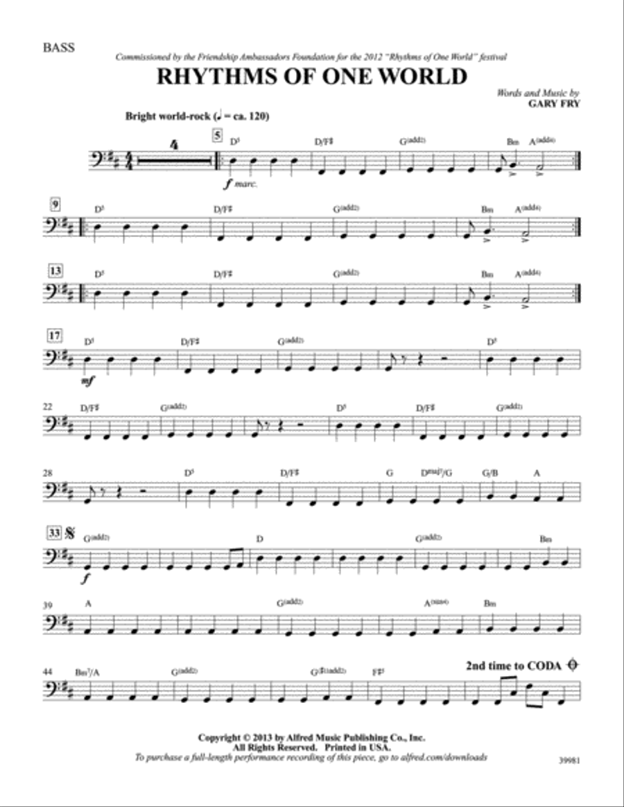 Rhythms of One World: String Bass Double Bass scores gallery preview page 1