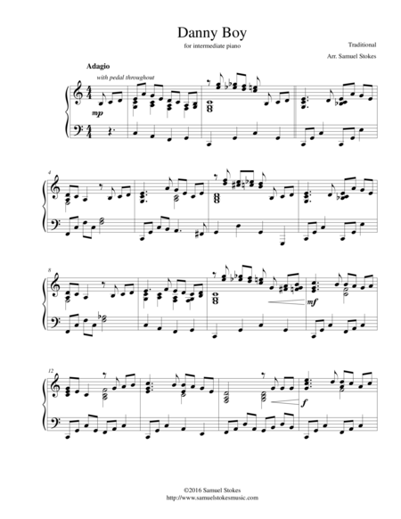 Danny Boy (Londonderry Air) - for intermediate piano image number null