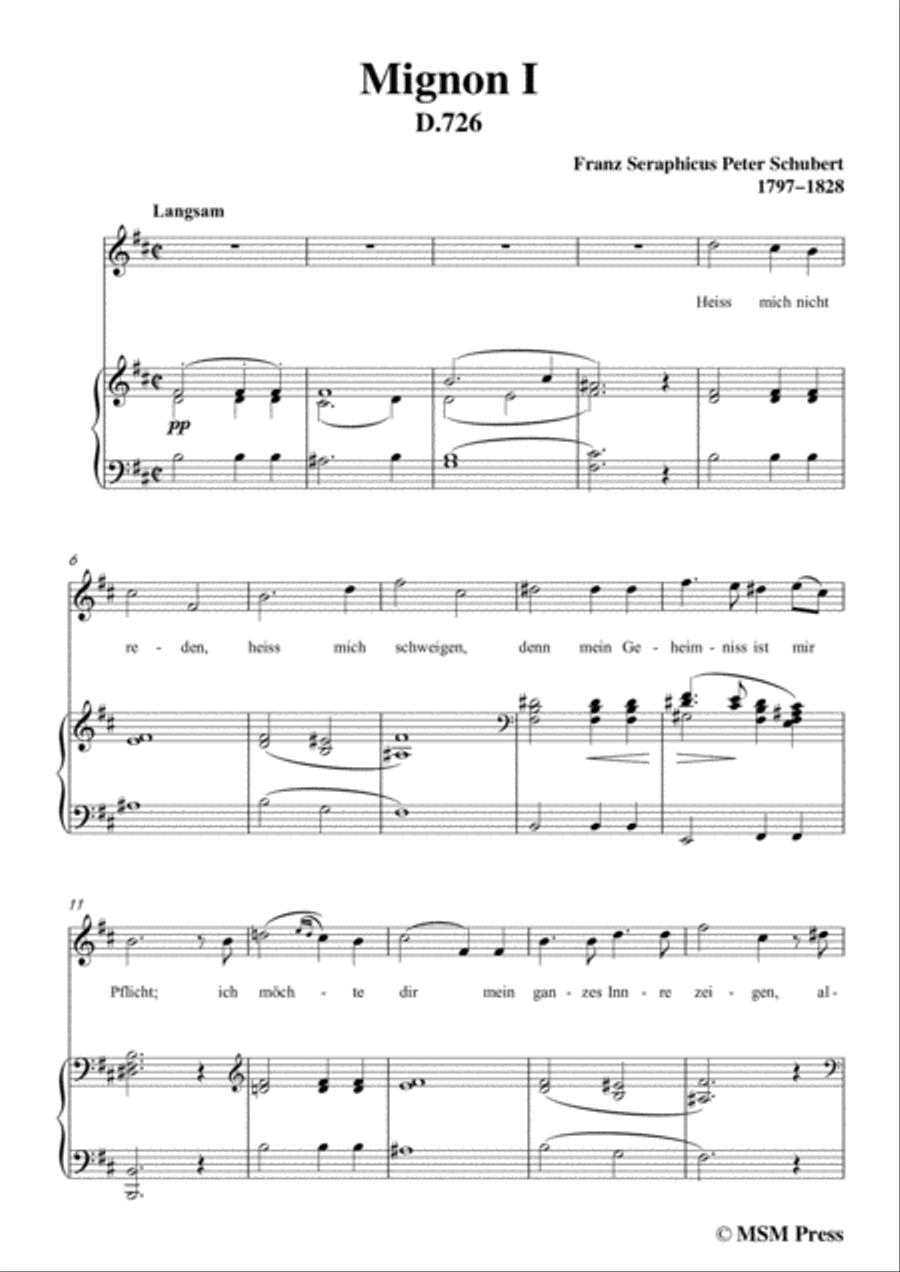 Schubert-Mignon I,D.726,in b minor,for Voice&Piano Voice scores gallery preview page 3