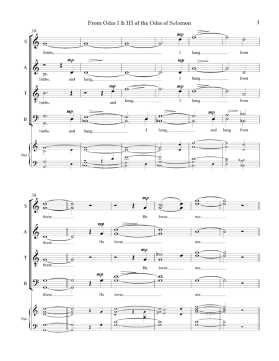 From Odes 1 & 3 of the Odes of Solomon 4-Part scores gallery preview page 5