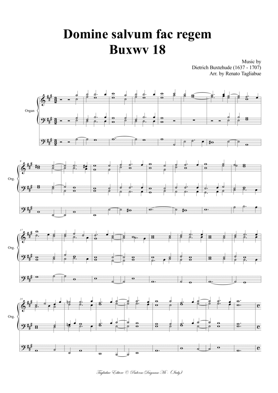 BUXTEHUDE - Domine salvum fac regem; Buxwv 18 Choir scores gallery preview page 1