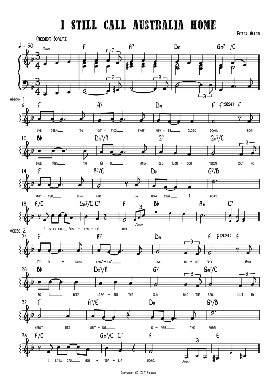 I Still Call Australia Home Voice scores gallery preview page 1