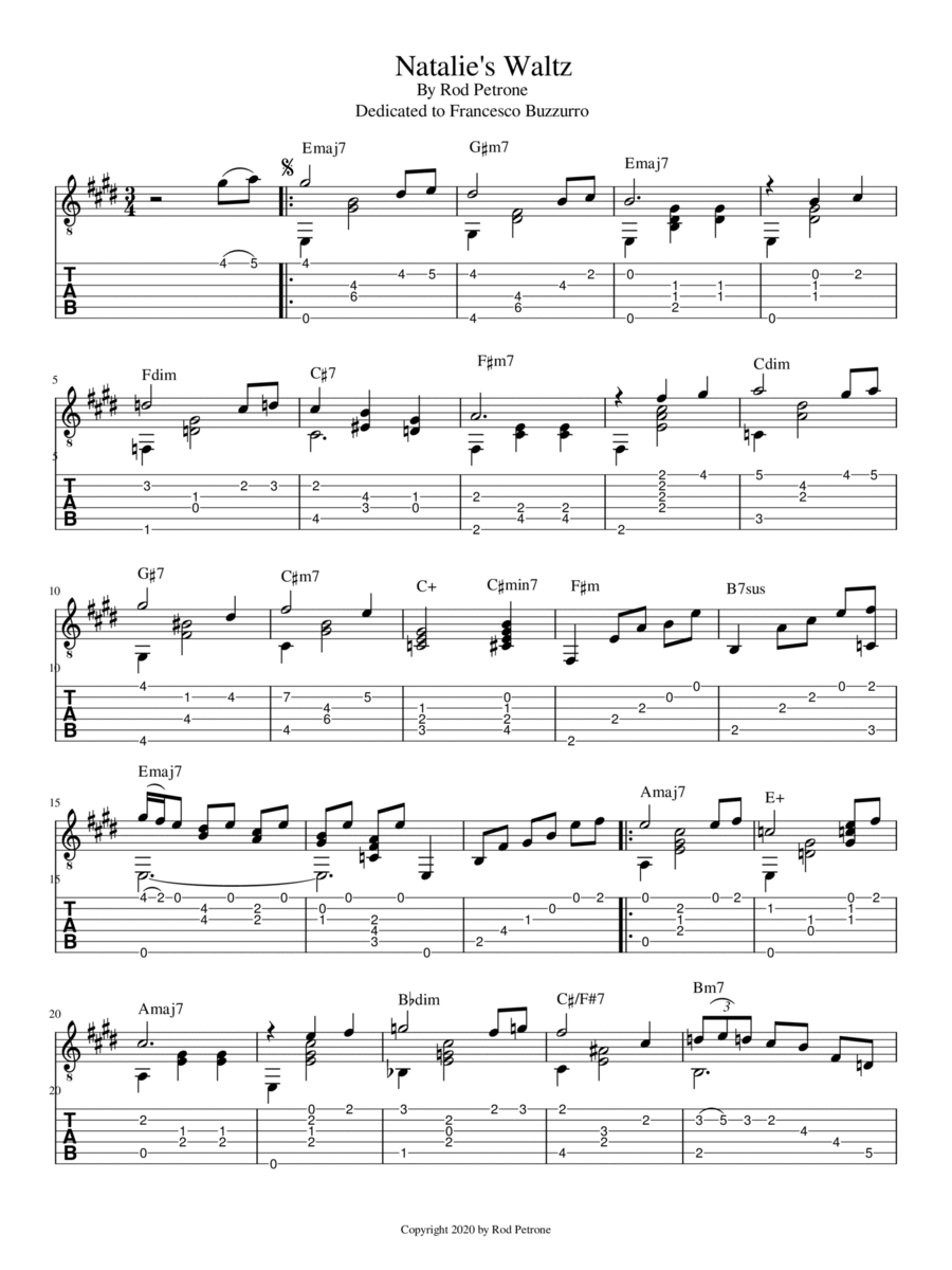 Natalie's Waltz Natalie's Waltz Guitar Solo scores gallery preview page 1