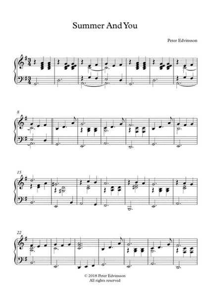 Summer And You - Easy piano sheet music image number null