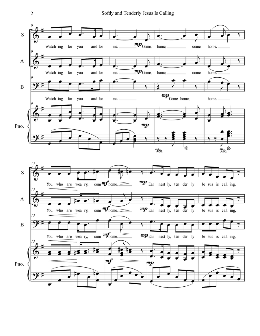 Softly and Tenderly Softly and Tenderly 3-Part scores gallery preview page 2