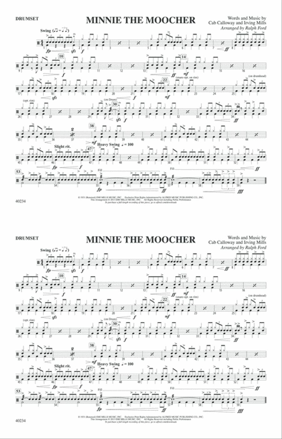 Minnie the Moocher: Drumset Marching Band scores gallery preview page 1