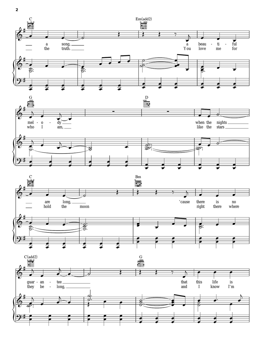 When I Look At You Piano, Vocal, Guitar scores gallery preview page 2