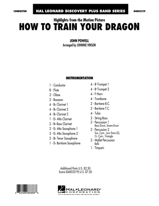 Highlights from How To Train Your Dragon - Conductor Score (Full Score)