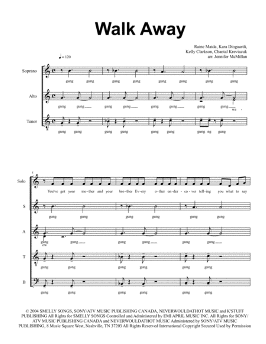 Walk Away 4-Part scores gallery preview page 1