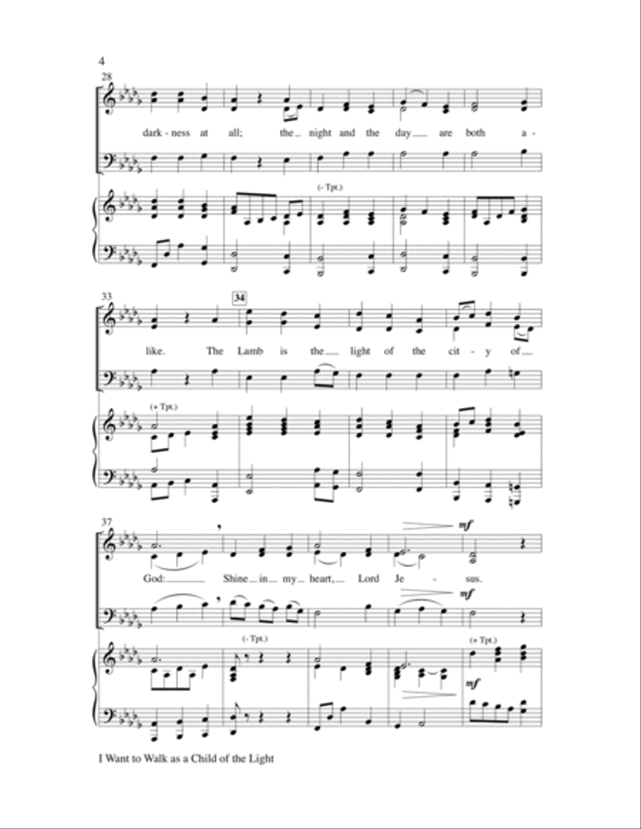 I Want to Walk as a Child of the Light 3-Part scores gallery preview page 4