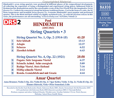Paul Hindemith: String Quartets, Vol. 3 image number null