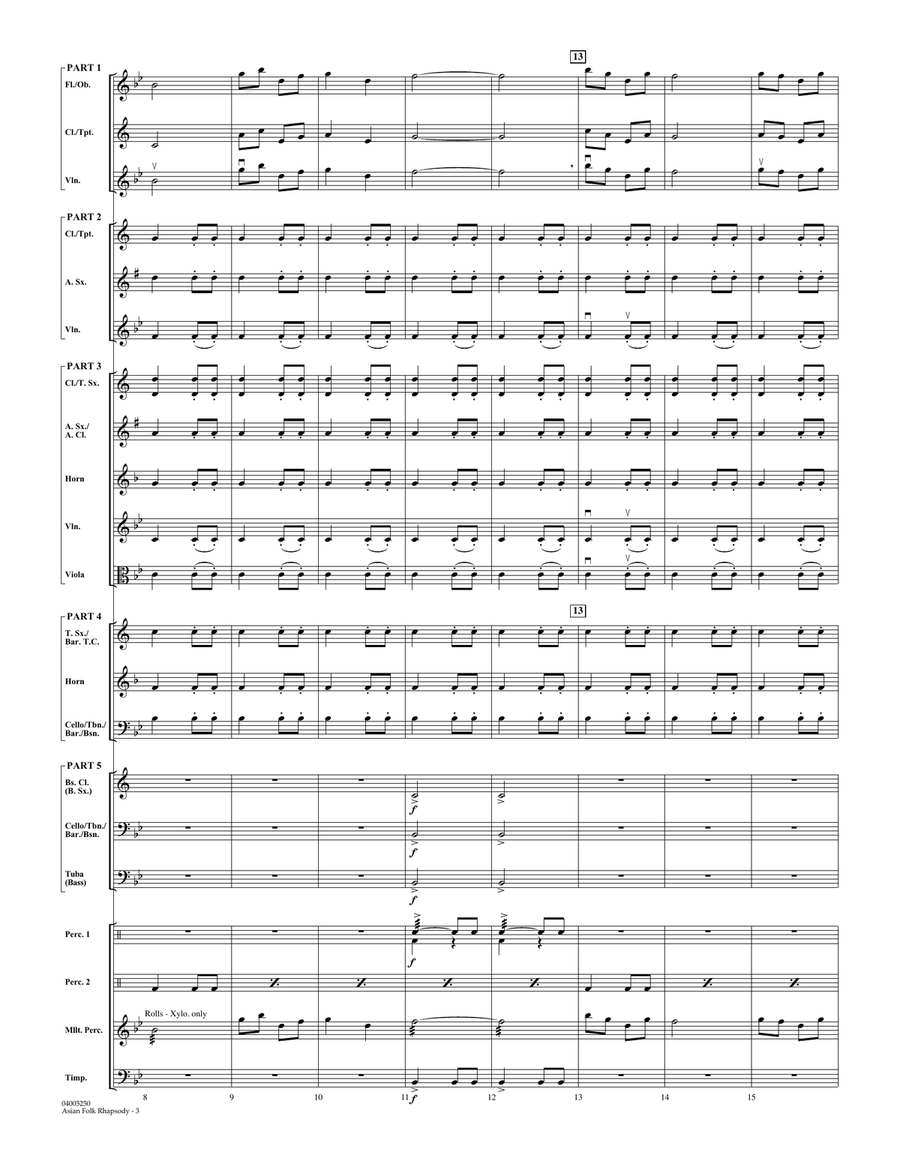 Asian Folk Rhapsody - Conductor Score (Full Score) Concert Band scores gallery preview page 3