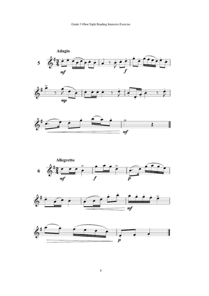 Grade 3 Oboe Sight Reading Intensive Exercise
