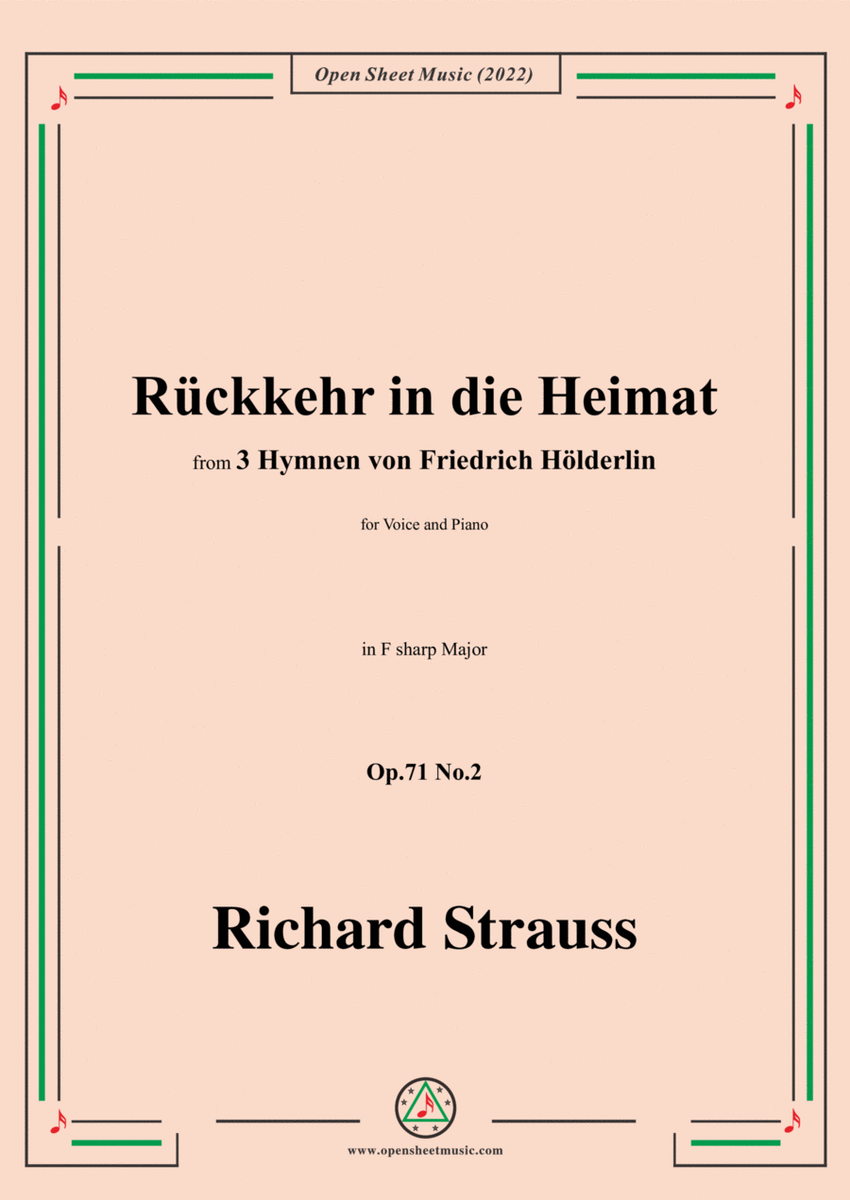 Richard Strauss-Ruckkehr in die Heimat,in F sharp Major,Op.71 No.2,for Voice and Piano