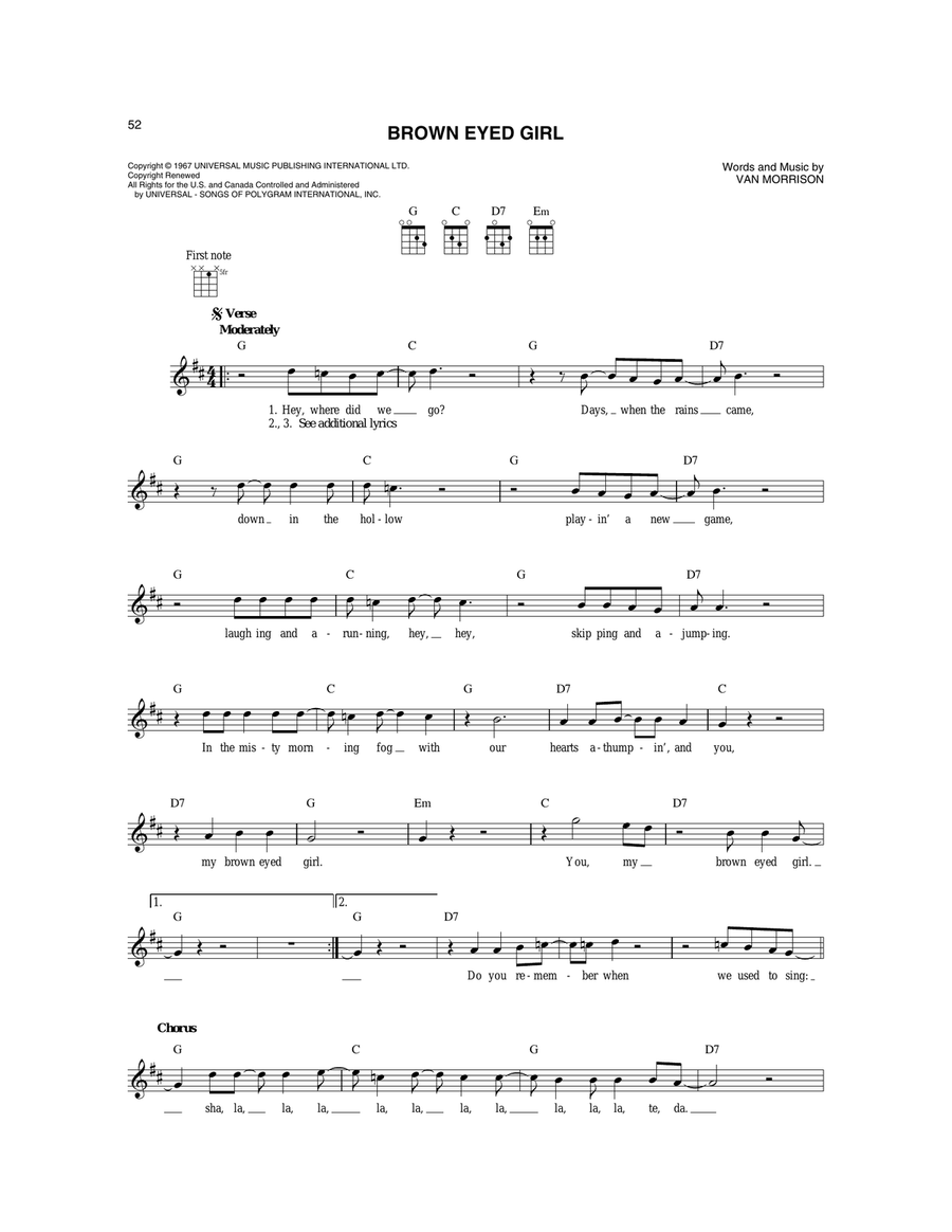 Brown Eyed Girl Mandolin scores gallery preview page 1