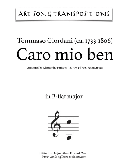 GIORDANI: Caro mio ben (transposed to B-flat major)