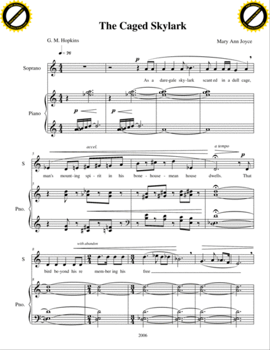 The Caged Skylark The Caged Skylark High Voice scores gallery preview page 1