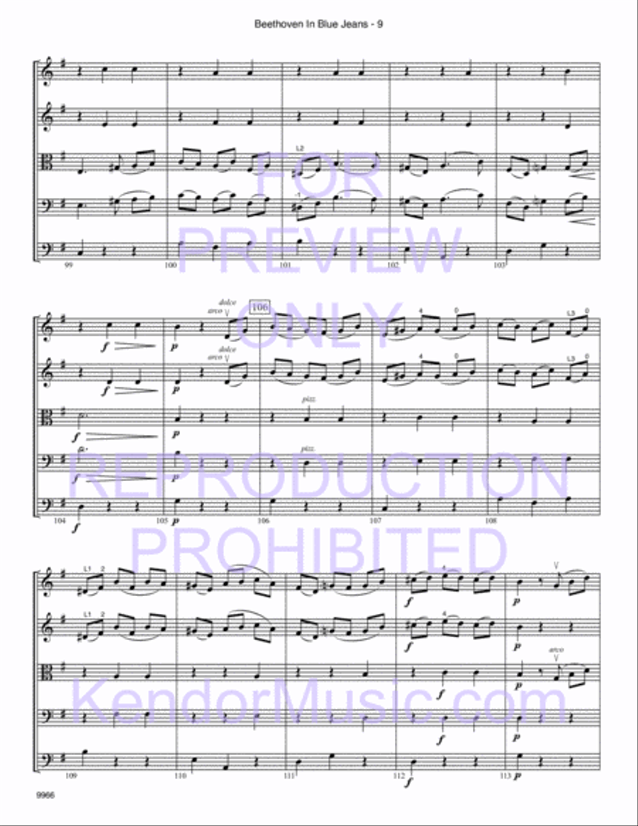Beethoven In Blue Jeans String Orchestra scores gallery preview page 11
