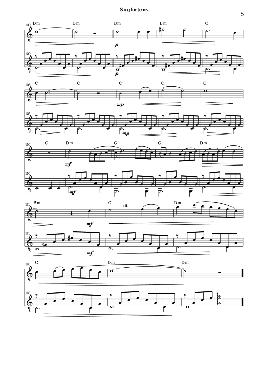 Song for Jenny for flute and guitar Flute scores gallery preview page 5