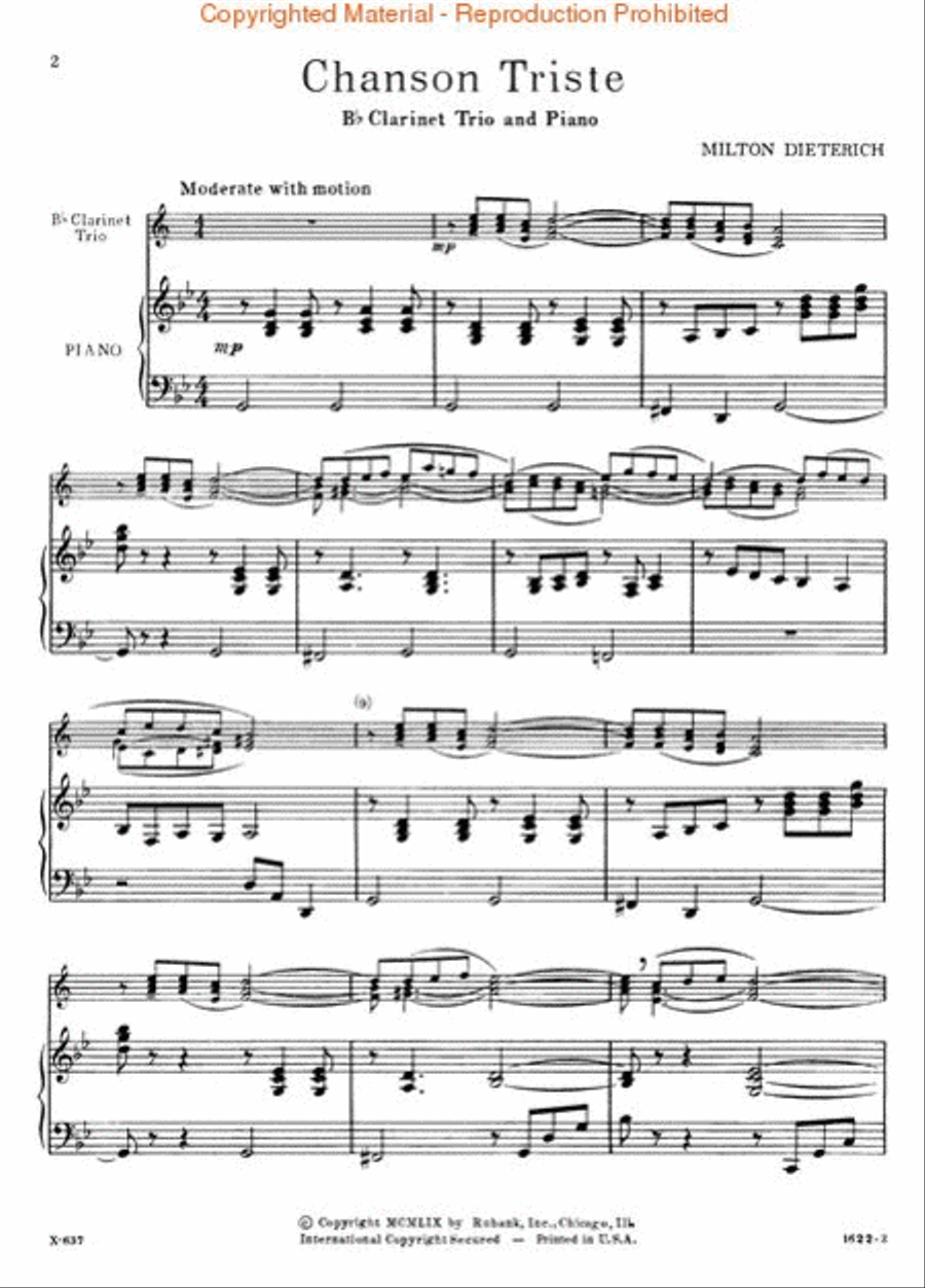Chanson Triste Clarinet Trio scores gallery preview page 3