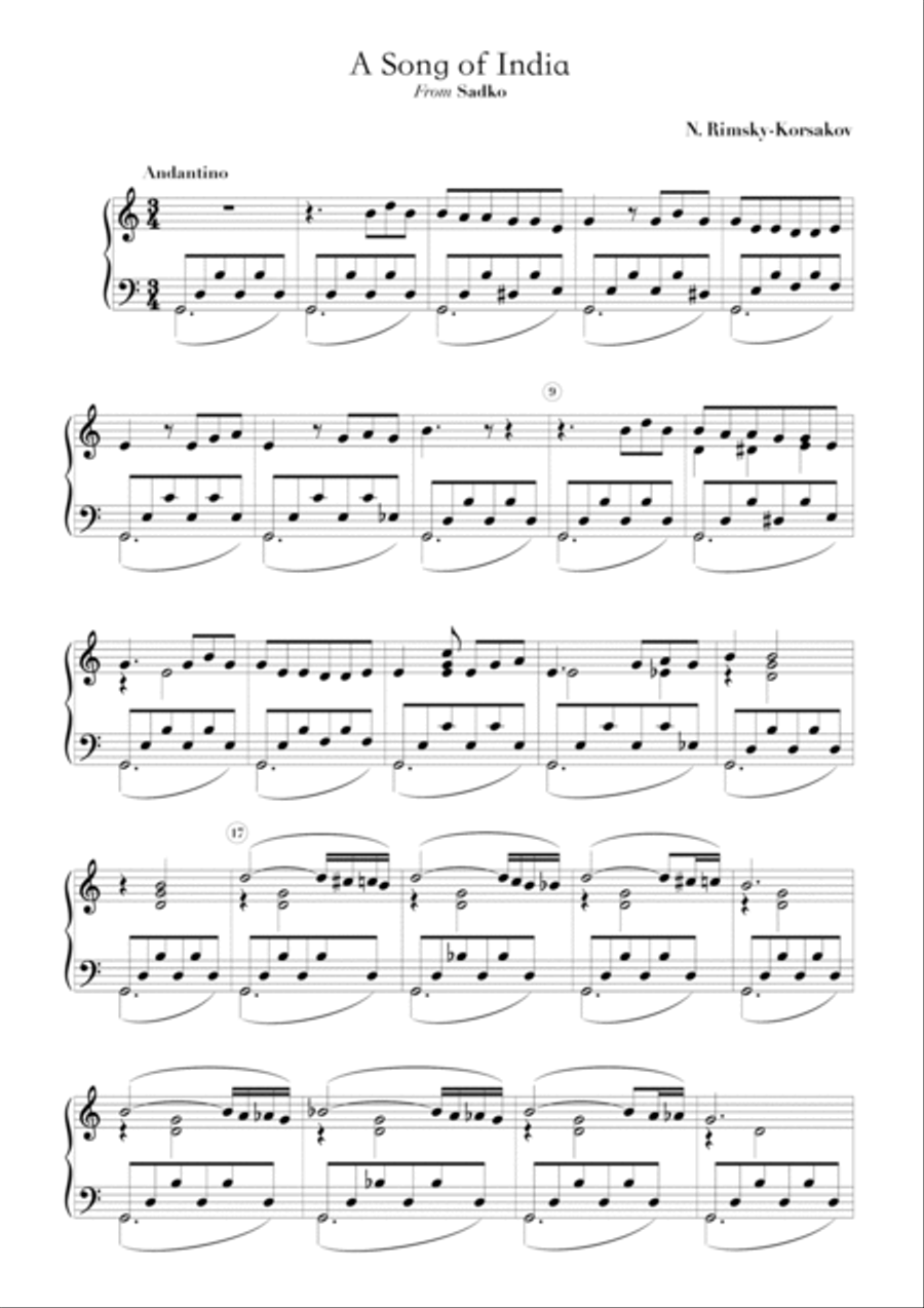 Song of India (from Sadko) Piano Solo scores gallery preview page 2