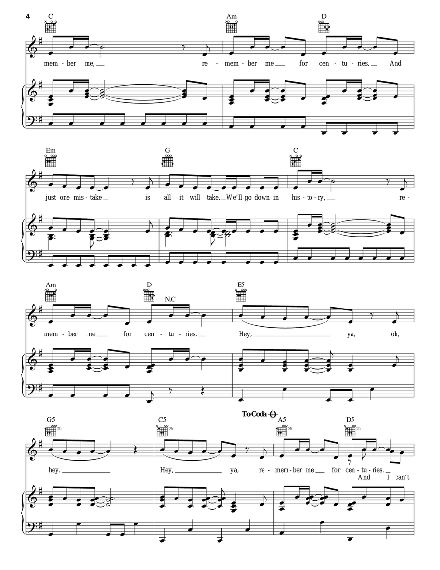 Centuries Centuries Piano, Vocal, Guitar scores gallery preview page 4