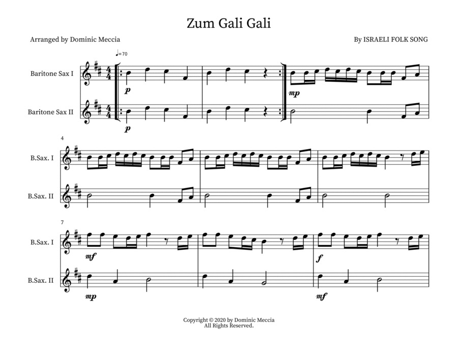 Zum Gali Gali Woodwind Duet scores gallery preview page 1