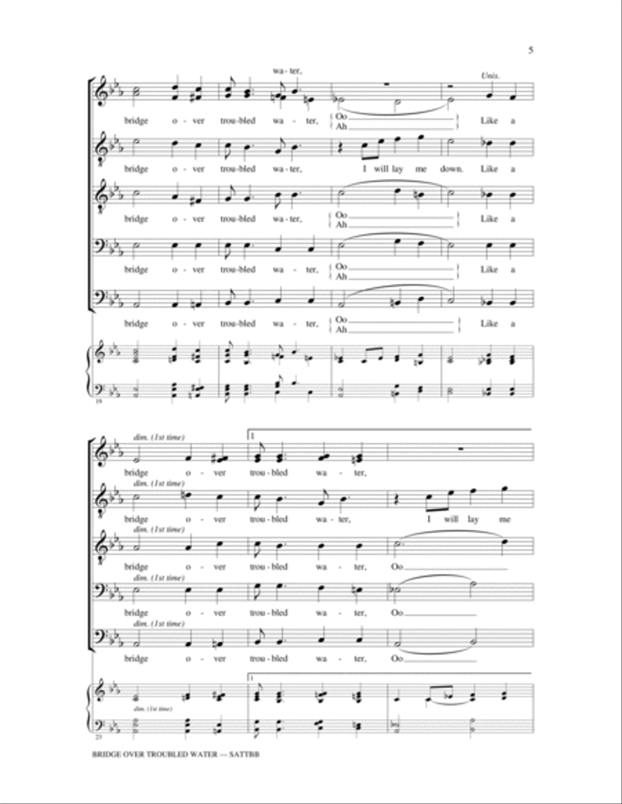 Bridge Over Troubled Water 4-Part scores gallery preview page 4