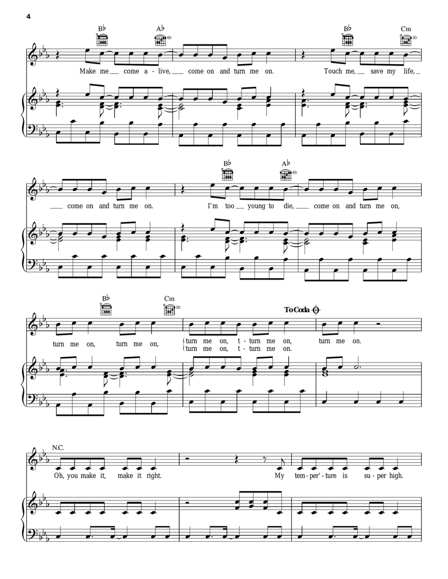 Turn Me On Turn Me On Piano, Vocal, Guitar scores gallery preview page 4