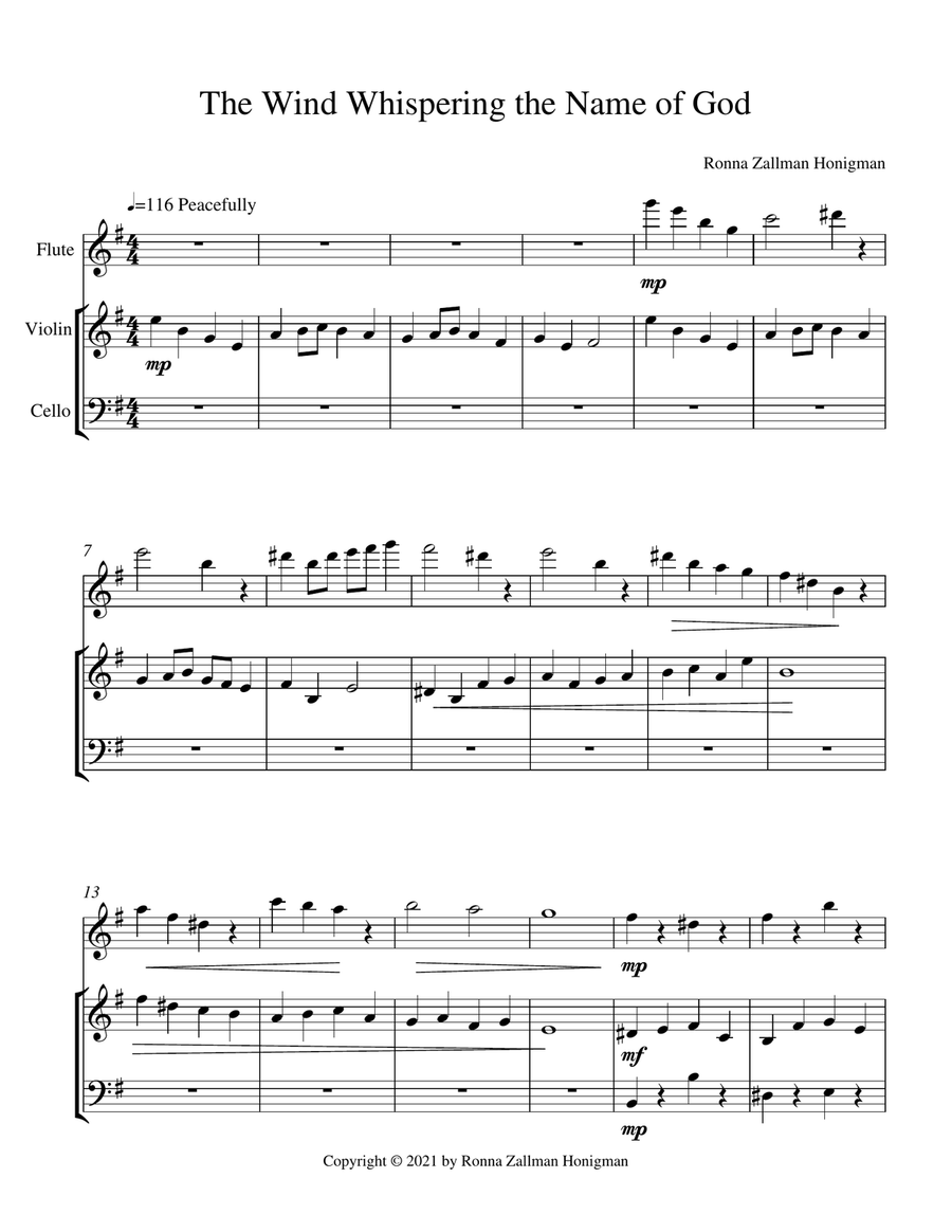 The Wind Whispering the Name of God Small Ensemble scores gallery preview page 1