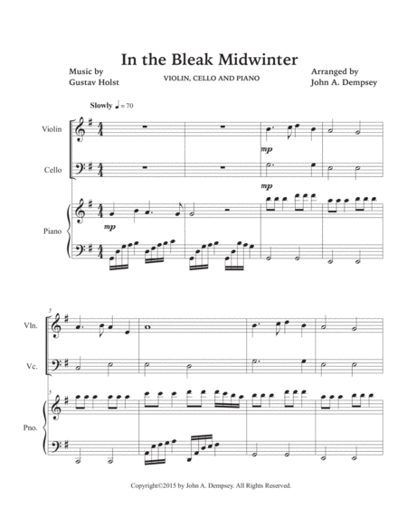 In the Bleak Midwinter (Piano Trio): Violin, Cello and Piano image number null