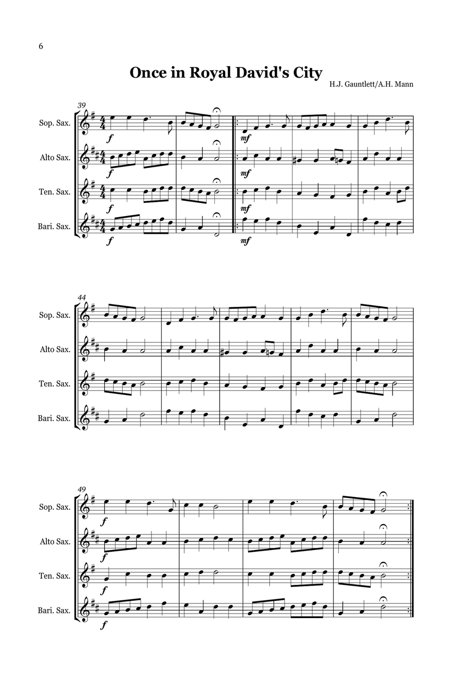 Christmas Carol Selection vol. 2 for SATB Saxophone quartet Saxophone Quartet scores gallery preview page 6