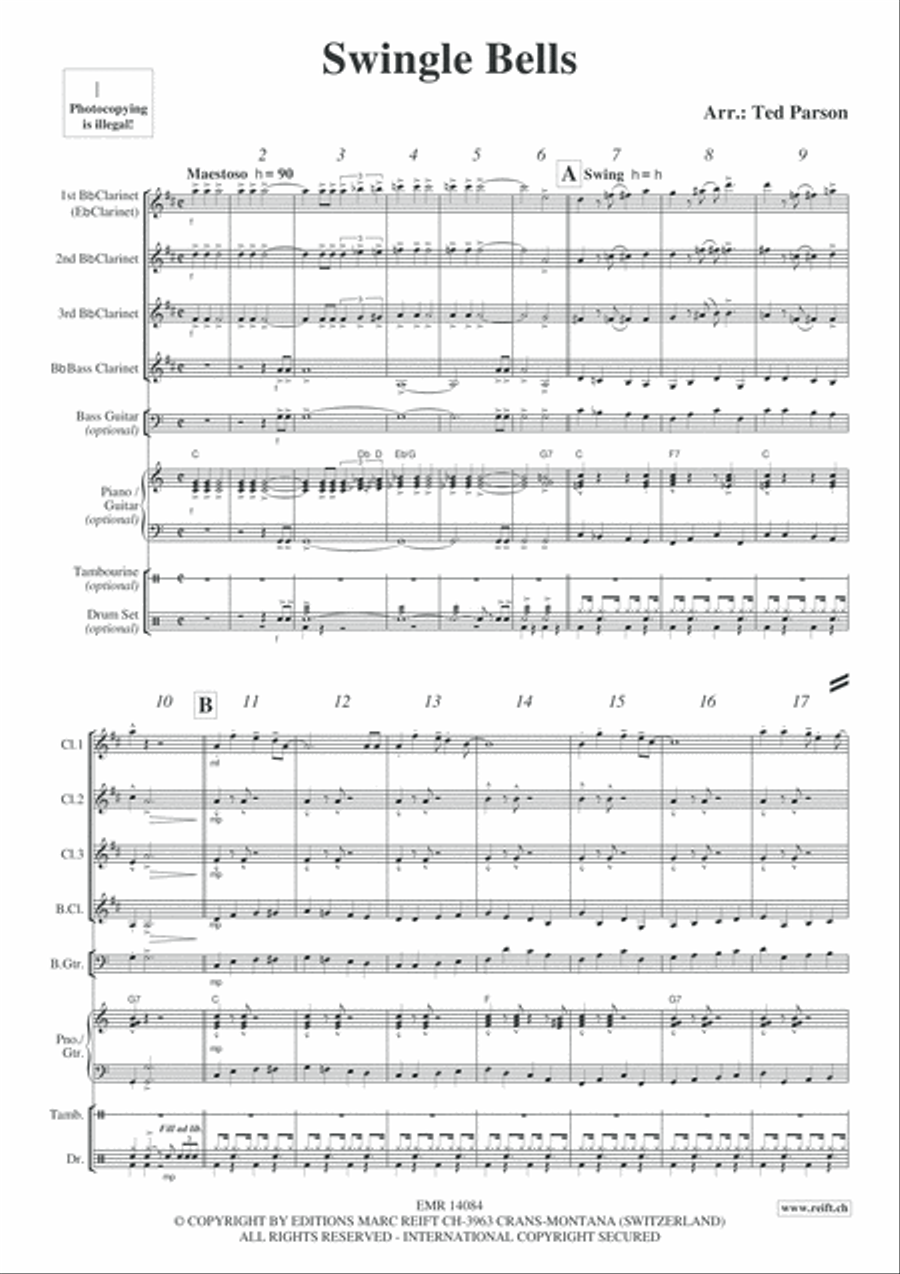 Swingle Bells Swingle Bells Clarinet Quartet scores gallery preview page 4
