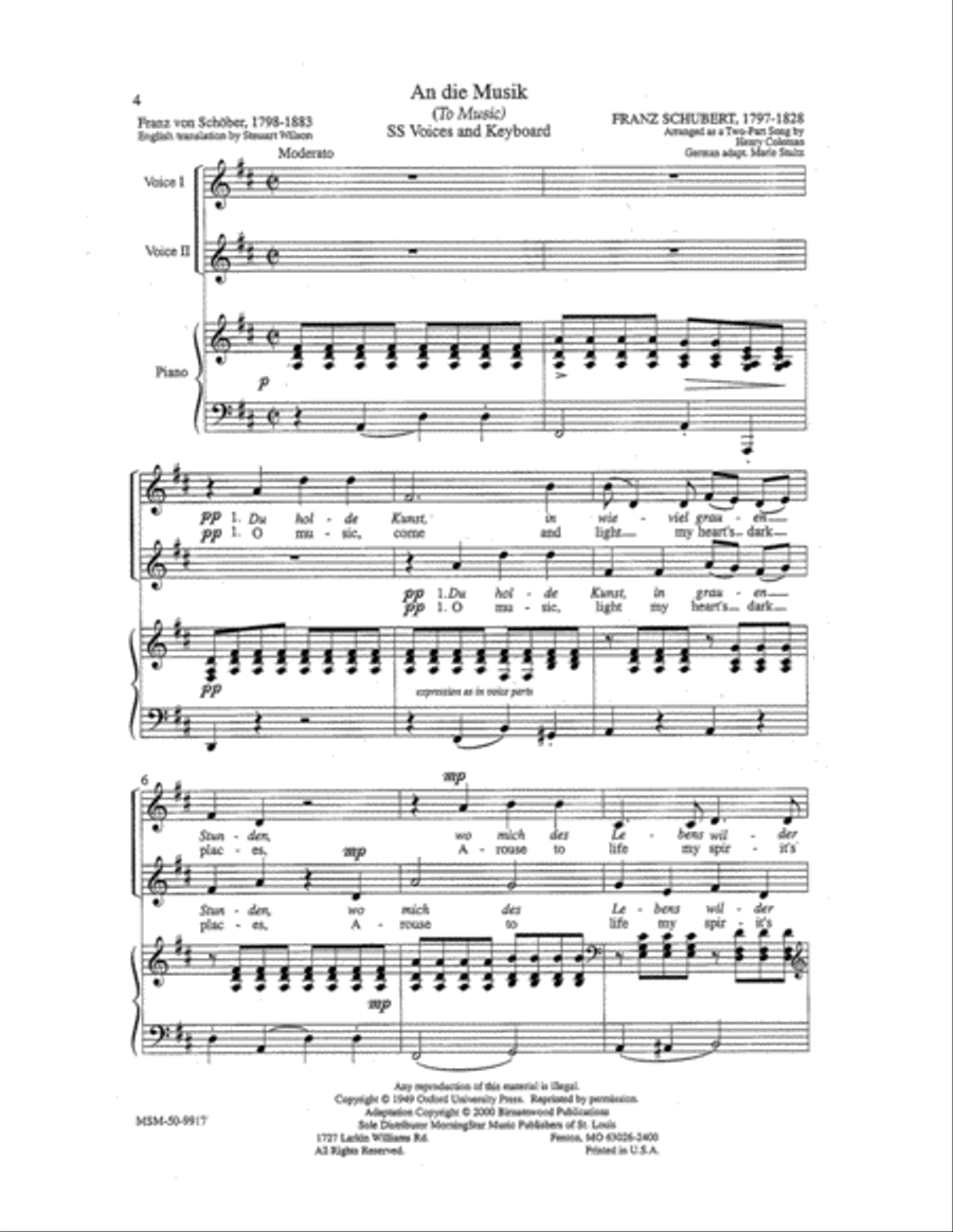 An die Musik (To Music) Women's Choir scores gallery preview page 2